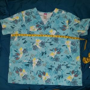 Disney Tinkerbell  Teal Scrub Top